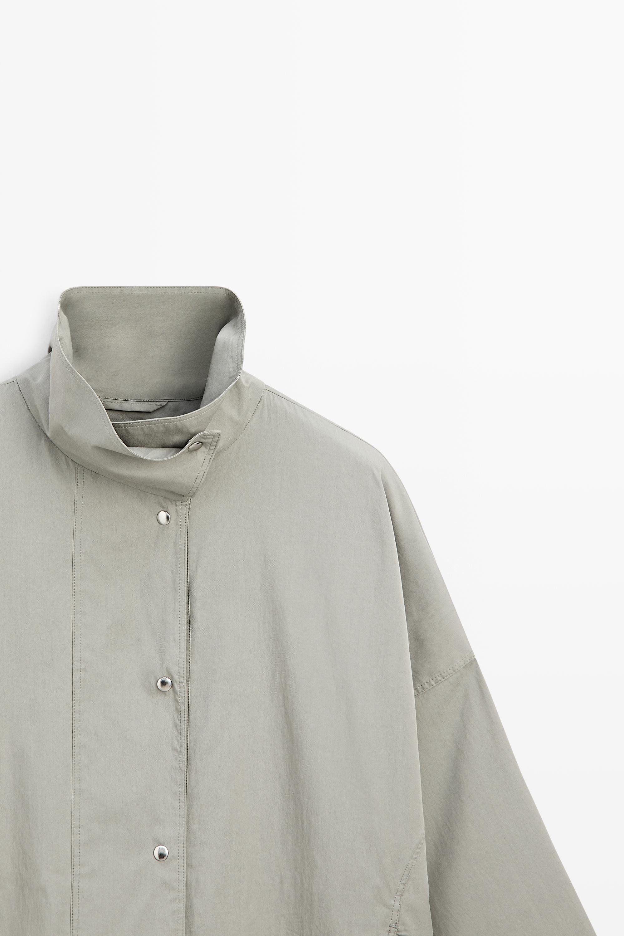 Cotton blend high neck jacket